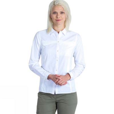 Camisa ExOfficio BugsAway Breez'r Manga Larga Mujer - Blancas - Chile HRZ492183